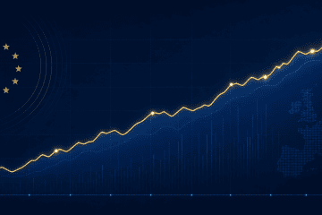 Abstract ascending equity curve on a dark financial grid, representing a systematic PEA-eligible ETF backtest strategy